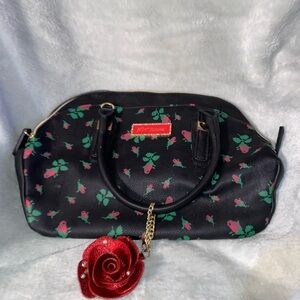 Betsey Johnson Black Floral Handbag